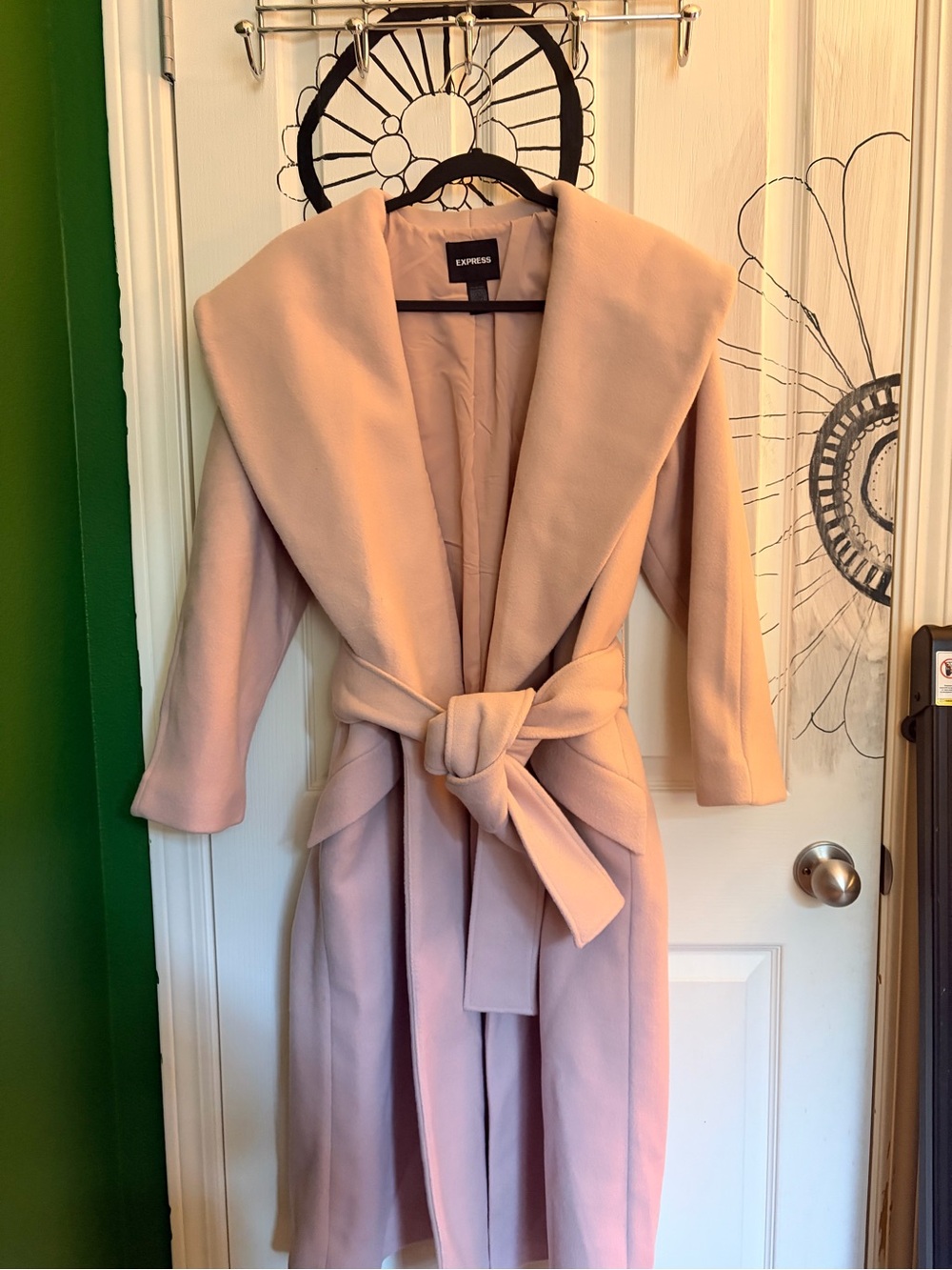 Express Women's Dusty Blush Wrap Trench Coat with Self-Tie Belt